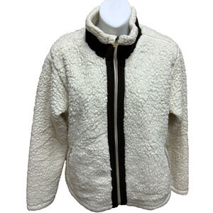 Exofficio Womens Sherpa Jacket Size Large Long Sleeve Full Zip Ivory Coat Casual